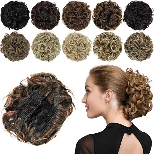 PARXITN Chignon Haarteil Gelockt Dutt Scrunchie Haarverlängerung Synthetische Hochsteckfrisur Kämme in unordentlichem Dutt Haarteil für Frauen von PARXITN