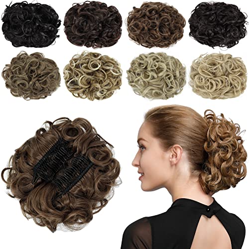 PARXITN Chignon Haarteil Gelockt Dutt Scrunchie Haarverlängerung Synthetische Hochsteckfrisur Kämme in unordentlichem Dutt Haarteil für Frauen von PARXITN