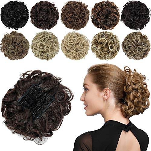 PARXITN Chignon Haarteil Gelockt Dutt Scrunchie Haarverlängerung Synthetische Hochsteckfrisur Kämme in unordentlichem Dutt Haarteil für Frauen von PARXITN