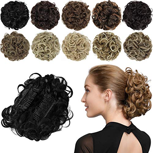 PARXITN Chignon Haarteil Gelockt Dutt Scrunchie Haarverlängerung Synthetische Hochsteckfrisur Kämme in unordentlichem Dutt Haarteil für Frauen von PARXITN