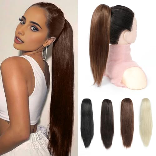 PARXITN Claw Jaw Clip in Pferdeschwanz Haarverlängerung Synthetisches Haarteil Mittelbraun 40 cm Gerade Kurzer Pferdeschwanz Extensions für Frauen PARXITN Claw Jaw Clip in Pferdeschwanz Haarverlängerung Synthetisches Haarteil Mittelbraun 40 cm Gerade Kurzer Pferdeschwanz Extensions für Frauen von PARXITN