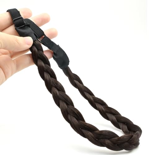 PARXITN Damen Haarband 3 Stränge Verstellbarer geflochtener Haarreif Dunkelbraun Stirnbänder für Frauen Synthetisches Haar Zopf-Haarband Geflochtener elastischer Haarreif PARXITN Damen Haarband 3 Stränge Verstellbarer geflochtener Haarreif Dunkelbraun Stirnbänder für Frauen Synthetisches Haar Zopf-Haarband Geflochtener elastischer Haarreif von PARXITN