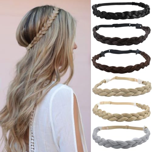 PARXITN Damen Haarband 3 Stränge Verstellbarer geflochtener Haarreif Mittel Braun Stirnbänder für Frauen Synthetisches Haar Zopf-Haarband Geflochtener elastischer Haarreif PARXITN Damen Haarband 3 Stränge Verstellbarer geflochtener Haarreif Mittel Braun Stirnbänder für Frauen Synthetisches Haar Zopf-Haarband Geflochtener elastischer Haarreif von PARXITN