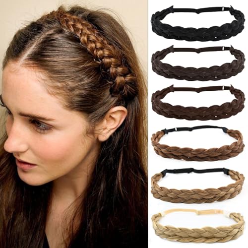 PARXITN Damen Haarband 5 Stränge Verstellbarer geflochtener Haarreif Mittel Braun Stirnbänder für Frauen Synthetisches Haar Zopf-Haarband Geflochtener elastischer Haarreif PARXITN Damen Haarband 5 Stränge Verstellbarer geflochtener Haarreif Mittel Braun Stirnbänder für Frauen Synthetisches Haar Zopf-Haarband Geflochtener elastischer Haarreif von PARXITN