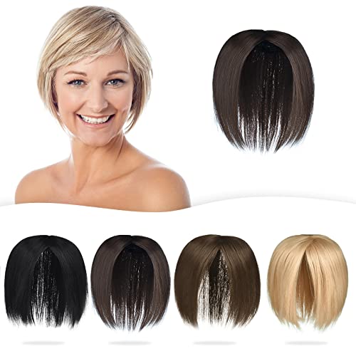 PARXITN Haar Topper für Frauen mit 3 Clips in Haarteilen Toupet Glatt Synthetische Haarteil für Schütteres Haar Helle Kastanie von PARXITN