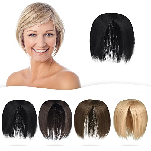 PARXITN Haar Topper für Frauen mit 3 Clips in Haarteilen Toupet Glatt Synthetische Haarteil für Schütteres Haar Schwarz von PARXITN