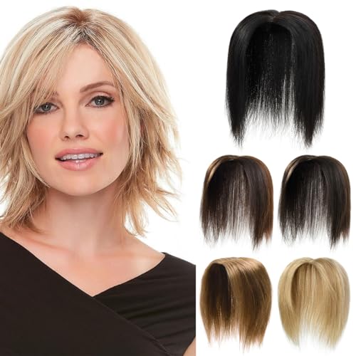 PARXITN Hair Toppers for Women mit dünnem Haar Clip in Toupet Haarverlängerungen Real Wiglet Haarteile 25cm Haar Topper Echthaar Schwarz von PARXITN