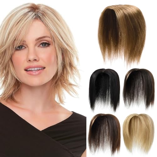 PARXITN Hair Toppers for Women mit dünnem Haar Clip in Toupet Haarverlängerungen Real Wiglet Haarteile 35cm Haar Topper Echthaar Hellbraun von PARXITN