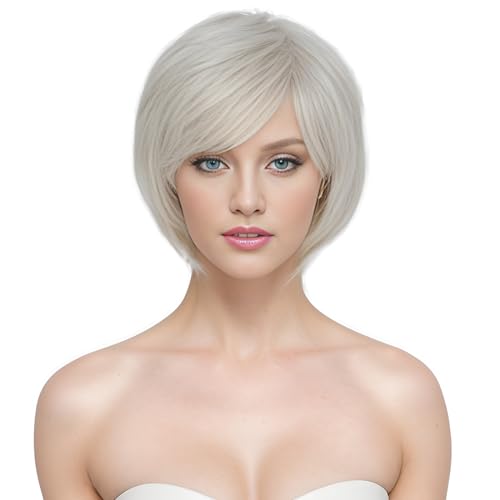 PARXITN Pixie Cut Perücke für Frauen Synthetische Perücke mit Pony Natürliches Haarteil Layered Haar Perücken von PARXITN