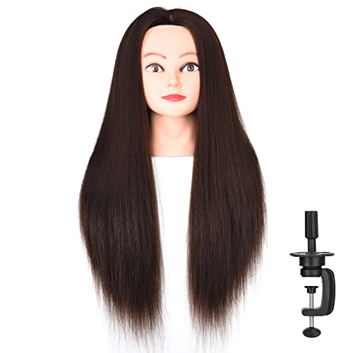 PARXITN Trainingsköpfe Hairdresser Schaufensterpuppenkopf mit 20 Zoll/50 cm Natürliches Braun Haar Haarpraxis Puppenkopf für Kinder Haar Styling von PARXITN