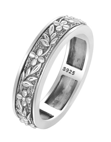 Fidget Ring 925 Sterling Silber Filigran Spinner Ring für Frauen Anti Stress Relief Angst Ring Schmuck Geschenke für Frauen Mädchen, Sterling Silber (#16.5) von PARYFO