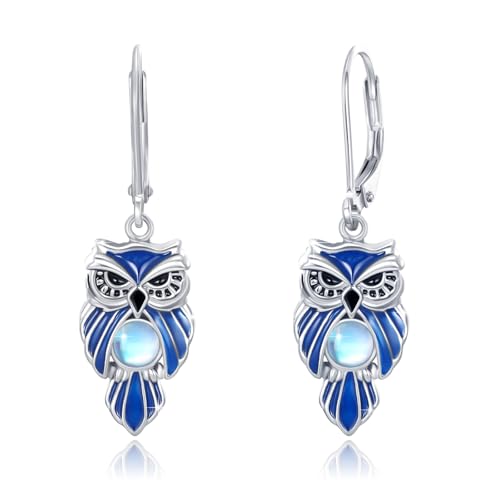 PARYFO Eulen Ohrringe Silber 925 Mondstein für Mädchen Ohrring Eule Schmuck Eule Schmuckgeschenk für Mädchen und Frauen von PARYFO