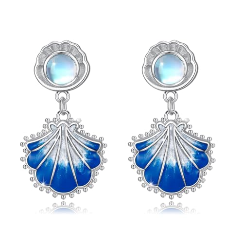 Mondstein Muschel Ohrstecker Zarte Muschel Modische Creolen Ohrringe Hypoallergene Maritimer Strand Schmuck Ohrstecker Damen Modeschmuck für Frauen und Mädchen von PARYFO