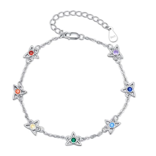 PARYFO Chakra Armband 925 Sterling Silber Frauen Yoga Armband Link 7 Chakra Armreif Geschenke für Frauen Mädchen Mutter Freundin Geburtstag Weihnachten Geschenke von PARYFO