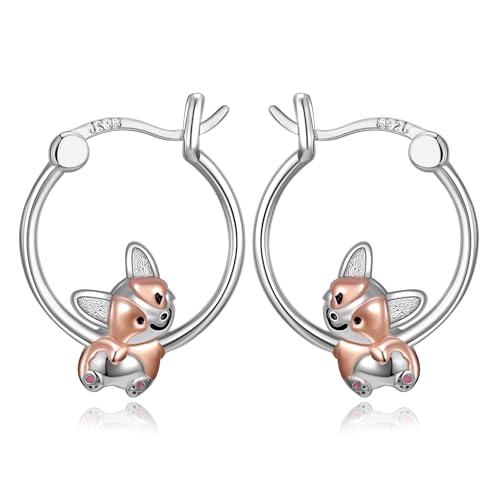 PARYFO 925er Sterlingsilber Süße Hundeohrringe Corgi-Ohrringe Geschenke für Corgi-Liebhaber Süßer Mops-Schmuck Tochter Muttertag von PARYFO
