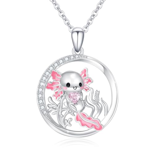 PARYFO Axolotl Halskette 925 Sterlingsilber Rosa Axolotl Anhänger Entzückender Tier Schmuck Geschenk für Mädchen von PARYFO