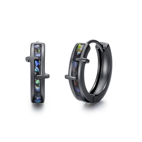 PARYFO Creolen Ohrringe für Männer 925 Sterling Silber Kies Abalone Shell Ohrringe von PARYFO