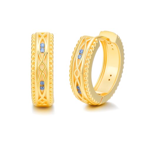 PARYFO Creolen Ohrringe für Männer 925 Sterling Silber Keltischer Knoten Ohrringe mit Zirkonia Gold Creolen Keltischer Schmuck Geschenke für Männer und Frauen von PARYFO