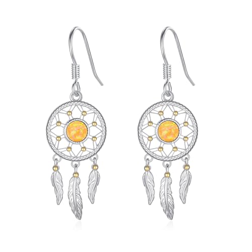 PARYFO Traumfänger Ohrringe 925 Sterling Silber Traumfänger Hänge Ohrring mit Bernstein Feder Ohrringe Traumfänger Schmuck Geschenke für Frauen Mädchen, Sterling Silber PARYFO Traumfänger Ohrringe 925 Sterling Silber Traumfänger Hänge Ohrring mit Bernstein Feder Ohrringe Traumfänger Schmuck Geschenke für Frauen Mädchen, Sterling Silber von PARYFO