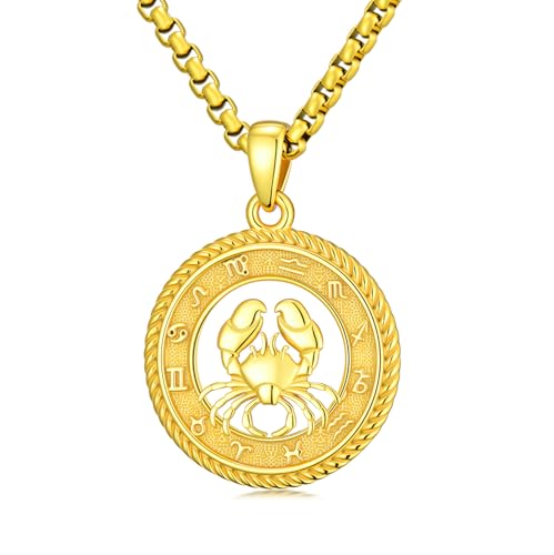 PARYFO Sternzeichen Krebs Halskette 925 Sterling Silber Krebs Anhänger Konstellationen Halskette Vergoldet Astrologie Horoskop Anhänger Schmuck Geschenke für Männer Frauen Unisex von PARYFO
