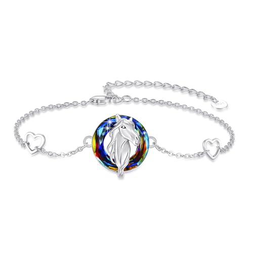 PARYFO Pferde Armband 925 Sterling Silber Verstellbares Pferde Armband mit Gelbem Kristall Pferde Schmuck Geschenk für Damen Mädchen Pferde Liebhaber von PARYFO