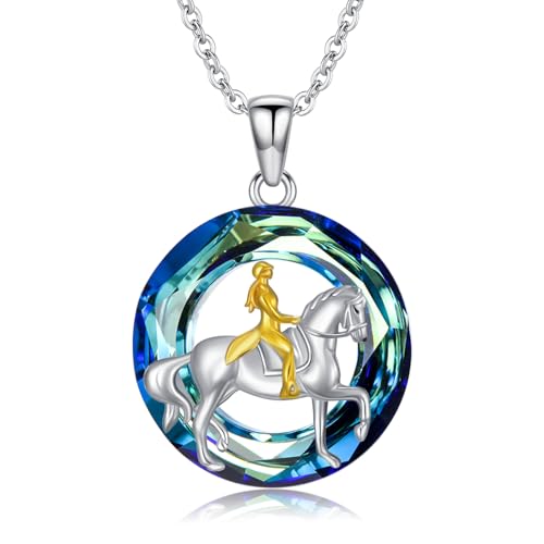 PARYFO Pferd Halskette S925 Sterling Silber Kristall Pferd und Frau Anhänger Kette Pferd Schmuck Geschenke für Damen Mutter Mädchen PARYFO Pferd Halskette S925 Sterling Silber Kristall Pferd und Frau Anhänger Kette Pferd Schmuck Geschenke für Damen Mutter Mädchen von PARYFO