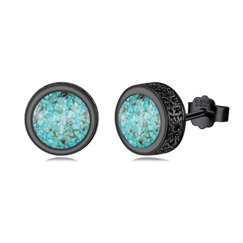 PARYFO Wikinger Ohrstecker für Männer 925 Sterling Silber Wikinger Rune Ohrringe Schwarz Ohrstecker Türkis Ohrstecker Wikinger Nordischer Schmuck für Männer Frauen Mädchen von PARYFO