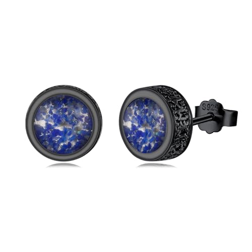 PARYFO Wikinger Ohrstecker für Männer 925 Sterling Silber Wikinger Rune Ohrringe Schwarzer Ohrstecker Blauer Sandstein Ohrstecker Wikinger Nordischer Schmuck für Männer Frauen Mädchen von PARYFO