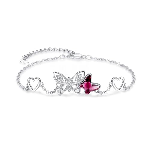 PARYFO Schmetterling Armband 925 Sterling Silber Lila Kristall Schmetterling Armbander Schmetterlinge Schmuck für Frauen Mädchen Geburtstag von PARYFO