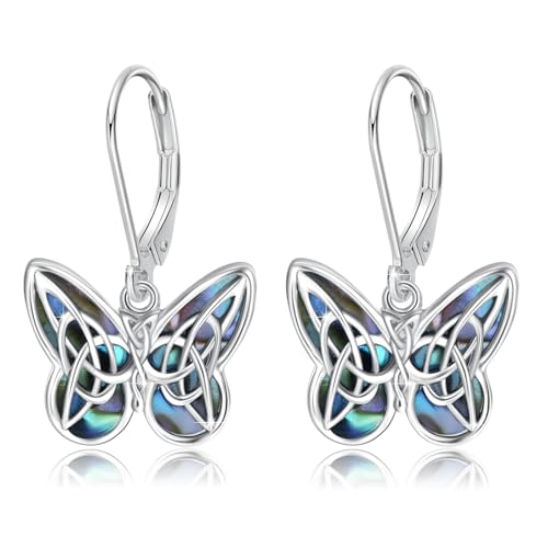 PARYFO Schmetterling Ohrringe 925 Sterling Silber Schmetterling Ohrringe Mädchen mit Abalone Muschel Schmuck Geschenke für Damen Mädchen von PARYFO