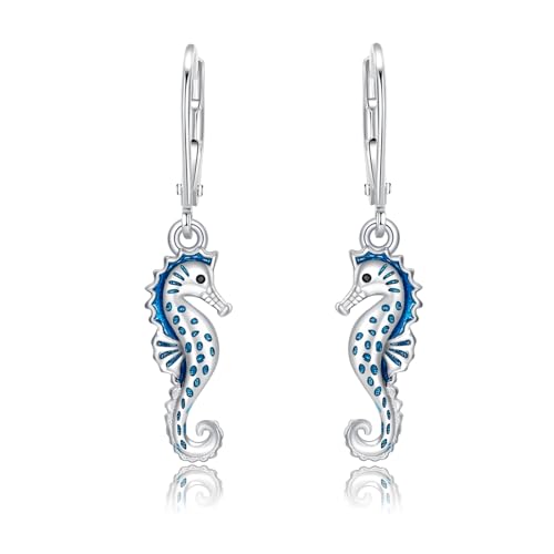 PARYFO Seepferdchen Ohrringe 925 Sterling Silber Hypoallergene Seepferdchen Ohrringe Ozean Seepferdchen Schmuck Geschenke für Frauen Mädchen von PARYFO
