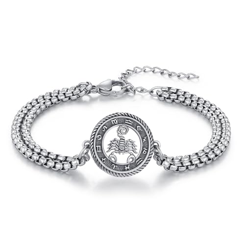 PARYFO Skorpion Armbänder 925 Sterling Silber Skorpion Armbänder Vintage Sternzeichen Armband Astrologie Horoskop Schmuck Geschenke für Männer Damen Unisex von PARYFO