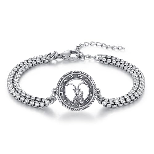 PARYFO Sternzeichen Steinbock Armband 925 Sterling Silber Steinbock Konstellationen Armband Astrologie Horoskop Schmuck Geschenke für Männer Damen Unisex von PARYFO