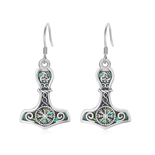PARYFO Thor's Hammer Ohrringe 925 Sterling Silber Wikinger Thor's Hammer Ohrringe Wikinger Ohrringe Schmuck für Frauen Mädchen, Sterling Silber von PARYFO