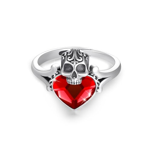 PARYFO Totenkopf Ring 925 Sterling Silber Vintage Skelett Kopf Finger Ringw Retro Gothic Ring Halloween Totenkopf Schmuck Geschenke für Damen Mädchen von PARYFO