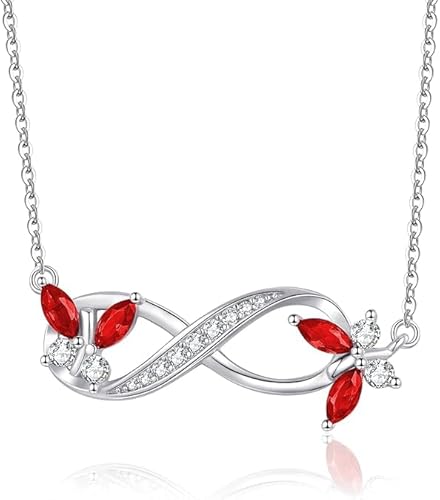 PARYFO Unendlichkeit Kette 925 Sterling Silber Halskette für Frauen Unendlichkeit Anhänger mit Schmetterling Verstellbar Ketten Für Mutter Freundin Mädchen Frauen Schmuck Geschenk von PARYFO