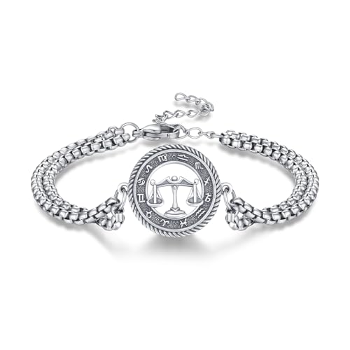 PARYFO 12 Sternzeichen Armband 925 Sterling Silber Waage Sternzeichen Armbänder Sternzeichen Astrologie Horoskop Schmuck Geschenke für Männer Frauen Unisex von PARYFO