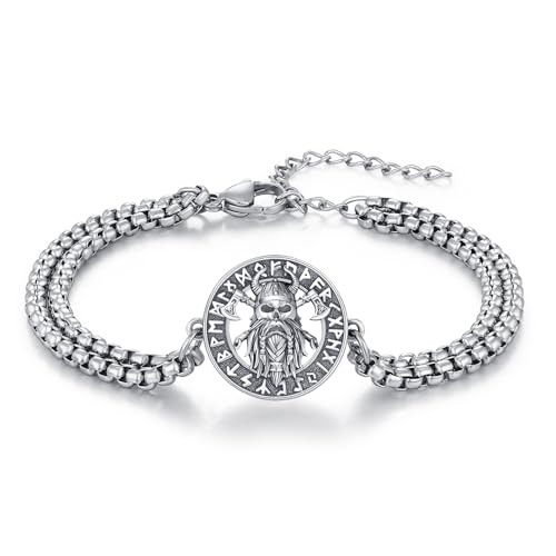PARYFO Wikinger Armband für Männer 925 Sterling Silber Odin Armband Rune Nordisches Wikinger Amulett Schmuck Geschenk für Männer Unisex von PARYFO
