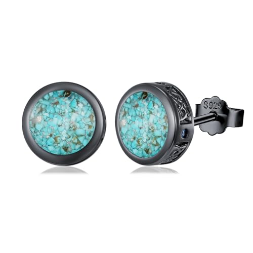 PARYFO Wikinger Ohrstecker 925 Sterling Silber Keltischer Knoten Wikinger Ohrringe Türkis Ohrstecker Schwarze Ohrstecker Wikinger Schmuck für Männer Frauen Mädchen Jungen von PARYFO