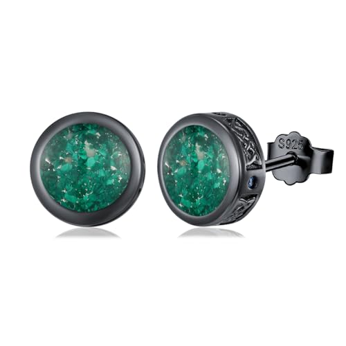 PARYFO Wikiger Ohrstecker für Männer 925 Sterling Silber Wikinger Keltische Ohrringe Malachit Schwarz Ohrstecker Wikinger Nordischer Schmuck für Männer Frauen Mädchen von PARYFO