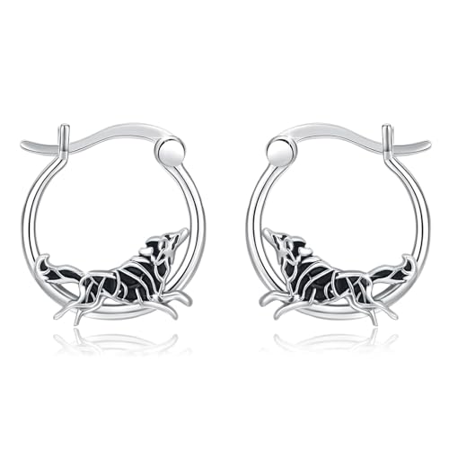 PARYFO Wolf Ohrringe 925 Sterling Silber Nordischer Wolf Creolen Ohrringe für Männer Nordischer Wikinger Schmuck Geschenke für Herren Jungen Damen, Sterling Silber von PARYFO