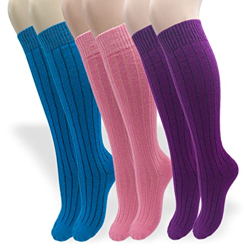 PASINI FASHION 3 Paar Damensocken lang aus Angora - Kollektion ALL-DAY ANGORA - flauschig, warm und bequem, Erdbeere-Türkis-Violett, S von PASINI FASHION