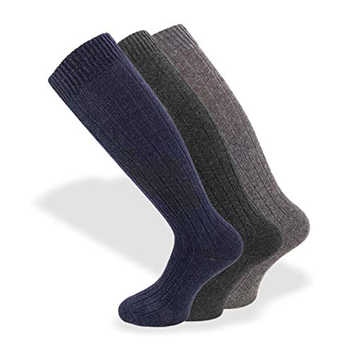 PASINI FASHION 3 Paar - Unisex lange gerippte Kaschmirsocken - ALL DAY CASHMERE Kollektion - dynamisch und bequem, im Sortiment in drei Farben (43-46) von PASINI FASHION