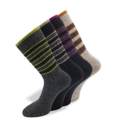 PASINI FASHION 4 Paar kurze Socken mit Alpaka - Kollektion FEDE - warm und bequem im Sortiment von 4 Paar, 1 Grün - 1 Lila - 1 Beige - 1 Schwarz, 39-42 von PASINI FASHION