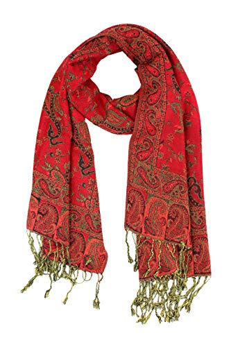 PASKMLNA Damen Paisley Pashmina-Schal, Rotes Paisleymuster, Large PASKMLNA Damen Paisley Pashmina-Schal, Rotes Paisleymuster, Large von PASKMLNA