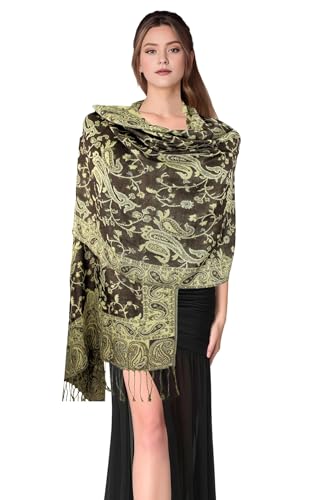 PASKMLNA Wendbarer Pashmina-Schal, Paisleymuster, elegante Farben, Braunes Paisleymuster von PASKMLNA