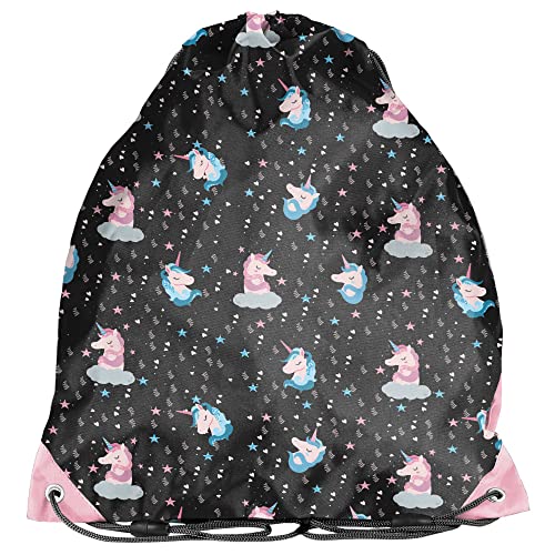 PASO Children's Gym Bag 36 x 32 cm Unicorn Black/Multi-Coloured von PASO