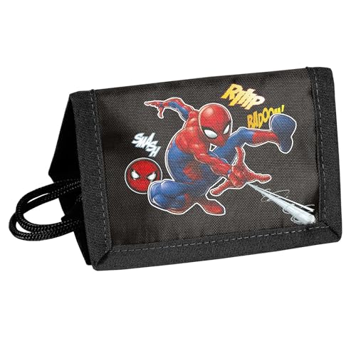 PASO Kinder Portemonnaie 12x8x1,5 cm - Spiderman - schwarz/bunt von PASO