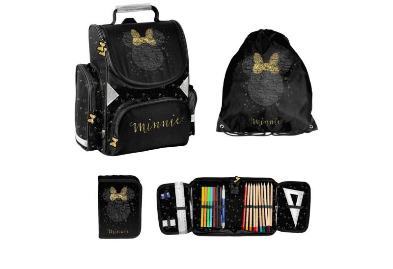 PASO Schulranzen mit Turnbeutel & befüllter Federmappe - MINNIE MAUS (Set, 3-Tlg) von PASO