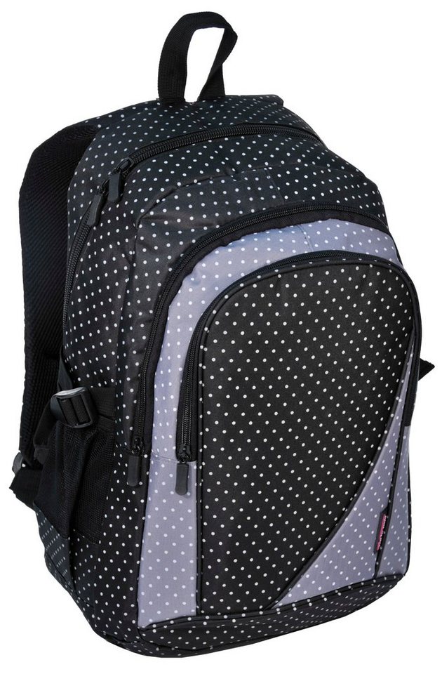 PASO Schulrucksack grau mit weißen Punkten von PASO